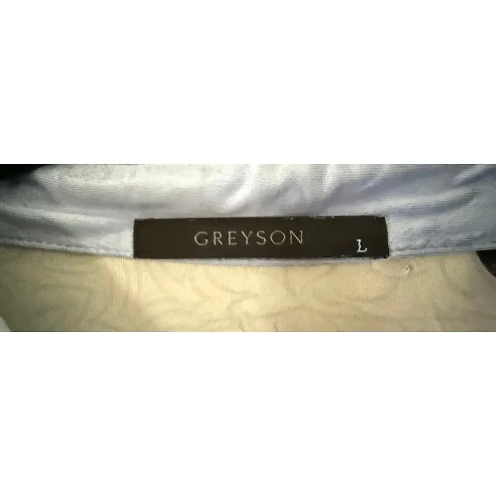 Greyson Clothiers Golf Polo Large L Wolf Print The Shadows Grey AOP EUC